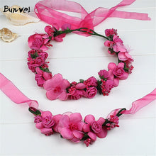 Load image into Gallery viewer, bunvel Mom and Daughter Flower Headband Mommy and Me Clothes Bohemian Style 2PCS Floral Bownot Hairband  ff
