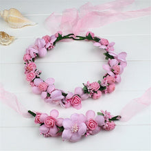 Load image into Gallery viewer, bunvel Mom and Daughter Flower Headband Mommy and Me Clothes Bohemian Style 2PCS Floral Bownot Hairband  ff
