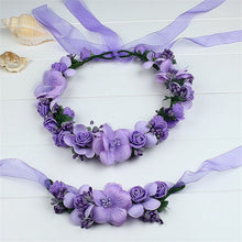 Load image into Gallery viewer, bunvel Mom and Daughter Flower Headband Mommy and Me Clothes Bohemian Style 2PCS Floral Bownot Hairband  ff
