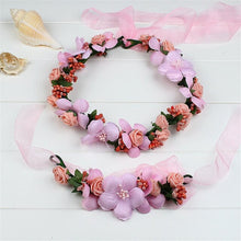 Load image into Gallery viewer, bunvel Mom and Daughter Flower Headband Mommy and Me Clothes Bohemian Style 2PCS Floral Bownot Hairband  ff
