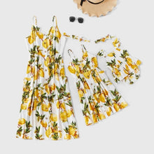 Load image into Gallery viewer, PatPat 2020 New Summer Mosaic Mommy and Me Lemon Tank Sleeveless Dresses for Mom - Girl - Baby knee length Side pockets
