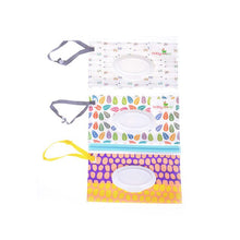 Load image into Gallery viewer, 1PCS Portable Baby Wet Wipes Storage Bag Stroller Carrying Case Easy Carry Snap Strap Wipes Container Clamshell Cosmetic Pouch
