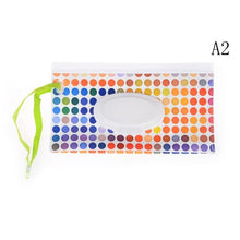 Load image into Gallery viewer, 1PCS Portable Baby Wet Wipes Storage Bag Stroller Carrying Case Easy Carry Snap Strap Wipes Container Clamshell Cosmetic Pouch
