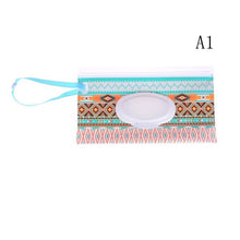 Load image into Gallery viewer, 1PCS Portable Baby Wet Wipes Storage Bag Stroller Carrying Case Easy Carry Snap Strap Wipes Container Clamshell Cosmetic Pouch
