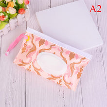 Load image into Gallery viewer, 1PCS Portable Baby Wet Wipes Storage Bag Stroller Carrying Case Easy Carry Snap Strap Wipes Container Clamshell Cosmetic Pouch

