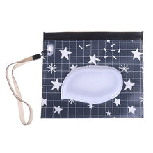 Load image into Gallery viewer, 1PCS Portable Baby Wet Wipes Storage Bag Stroller Carrying Case Easy Carry Snap Strap Wipes Container Clamshell Cosmetic Pouch

