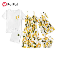 Load image into Gallery viewer, PatPat 2020 New Summer Mosaic Mommy and Me Lemon Tank Sleeveless Dresses for Mom - Girl - Baby knee length Side pockets
